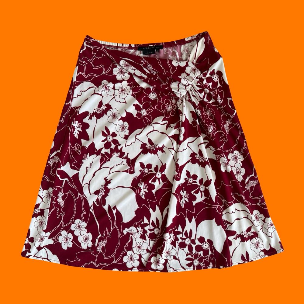 00's vintage red and white floral y2k skirt XS bcbg maxazria
